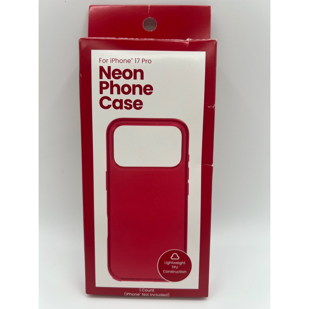 Neon Phone Case for iPhone 17 Pro Red Lightweight TPU Wireless Charging Slim
